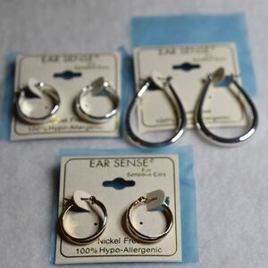 NWT Ear Sense 3/$15 Gold/Silver Tone Latch Back Fashion Modern Casual Earrings